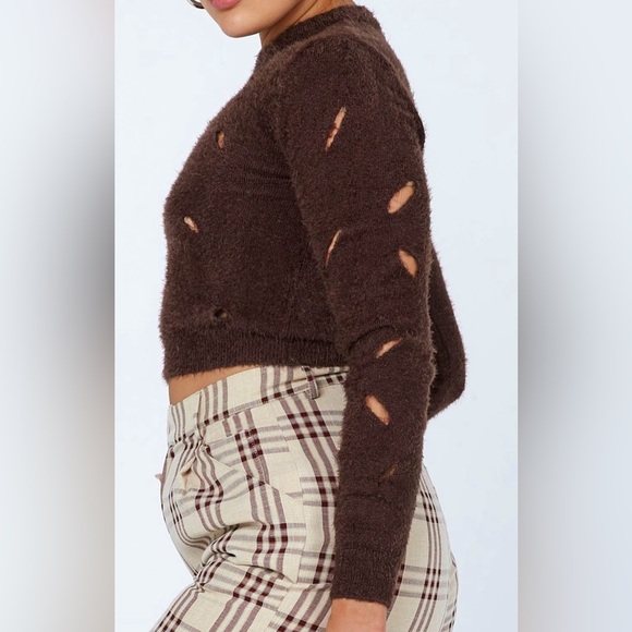 Princess Polly Brown Estrella Cut Out Knit Sweater Size 6. NWT. - Picture 2 of 5